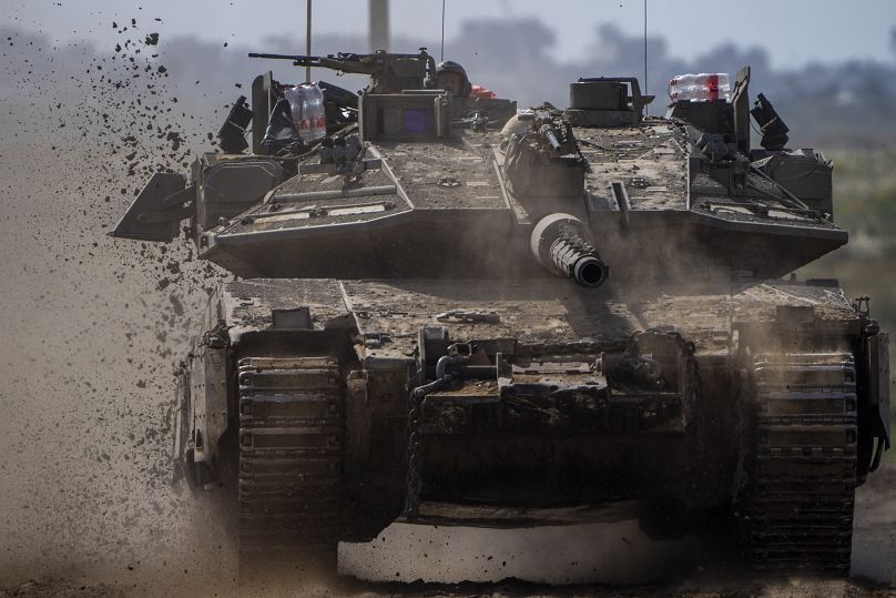 تانک اسرائیلی در نزدیکی مرز با غزه در تاریخ ۱۹ مارس ۲۰۲۴