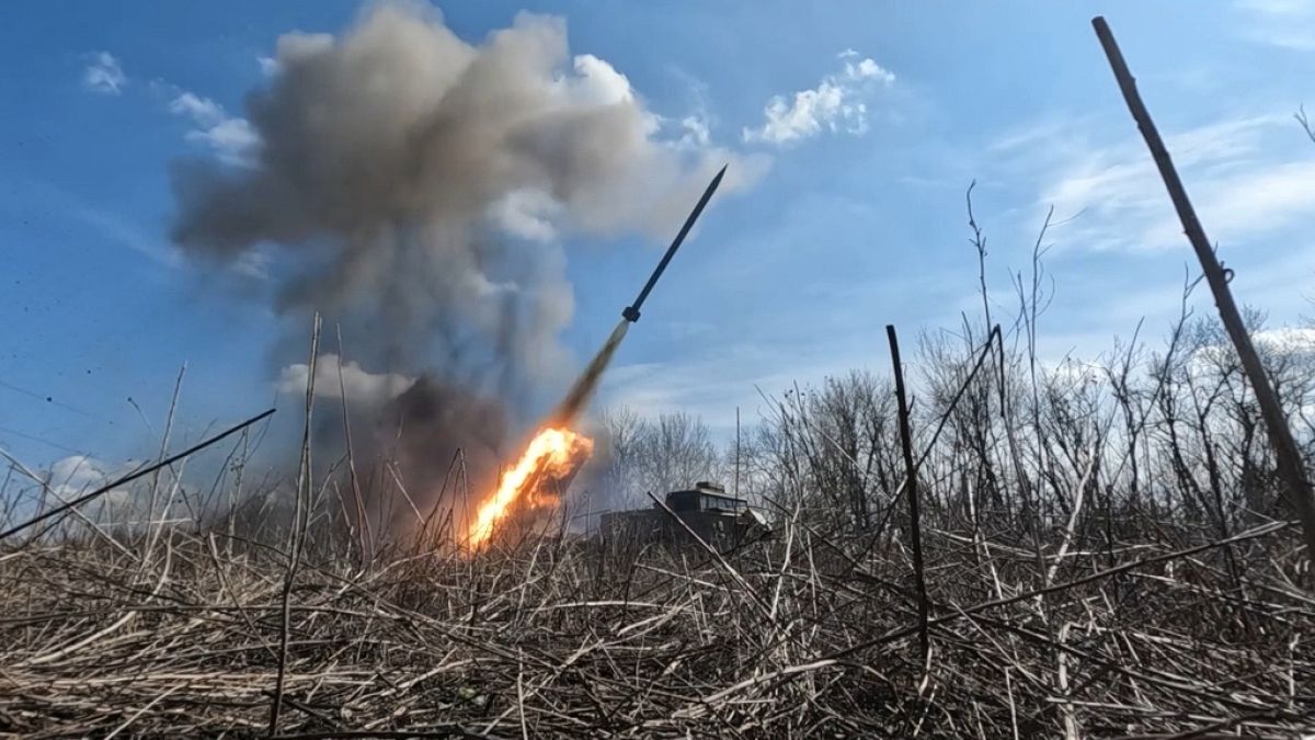 Photo of missile taken from video released by Russian Defence Ministry Press Service on Saturday, March 30, 2024.