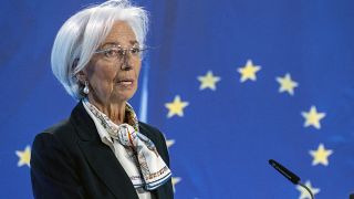 Avrupa Merkez Bankası Başkanı Christine Lagarde, 7 Mart 2024 Perşembe günü Almanya'nın Frankfurt kentinde düzenlenen ECB yönetim konseyi toplantısının ardından basına açıklamalarda bulunuyor.