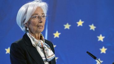 Avrupa Merkez Bankası Başkanı Christine Lagarde, 7 Mart 2024 Perşembe günü Almanya'nın Frankfurt kentinde düzenlenen ECB yönetim konseyi toplantısının ardından basına açıklamalarda bulunuyor.
