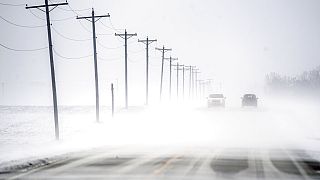 Wind-driven snow blowing east to west rolls over Dee-Mac Road between Washington and Eureka, Ill., on Wednesday, Jan. 5, 2022.