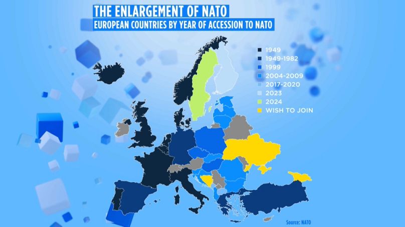 Die Karte zeigt, welche Länder der NATO angehören oder dem Militärbündnis beitreten wollen.