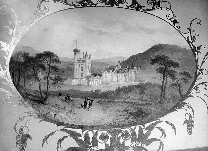 Cecil Beaton, British court photographer and already famous as a scene designer, painted image of Balmoral Castle in 1950