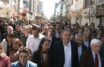 Van'da aralarında milletvekillerinin de bulunduğu çok sayıda kişi, Abdullah Zeydan kararına karşı düzenlenen yürüyüşe katıldı