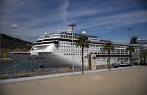 Le navire de croisière MSC Armony amarré dans le port de Barcelone, Espagne, mercredi 3 avril 2024.