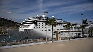 Le navire de croisière MSC Armony amarré dans le port de Barcelone, Espagne, mercredi 3 avril 2024.