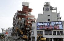 Un edificio parcialmente derrumbado un día después de que se produjera un poderoso terremoto en la ciudad de Hualien, al este de Taiwán, el 4 de abril de 2024.