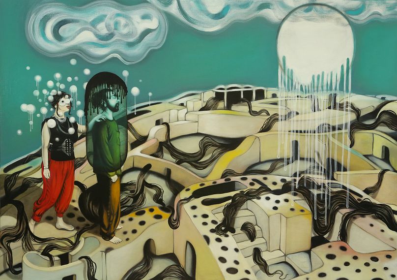 "Les dépossédés #14, 2023" by Elika Hedayat (Galerie Aline Vidal) is featured in the "Fragile Dystopias" exhibition at Art Paris 2024.