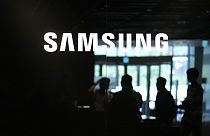 The logo of the Samsung Electronics Co. is seen during a media tour at Samsung Electronics' headquarter in Suwon, South Korea, Tuesday, June 13, 2023.