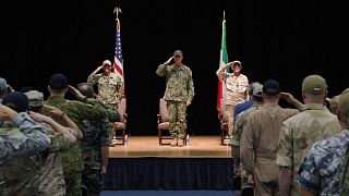 مراسم اعلام تحویل فرماندهی رزم‌گروه ترکیبی ۱۵۳ از ایالات متحده به ایتالیا در تاریخ سوم آوریل ۲۰۲۴