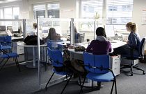Foto di file di lavoratori in un ufficio a Berlino