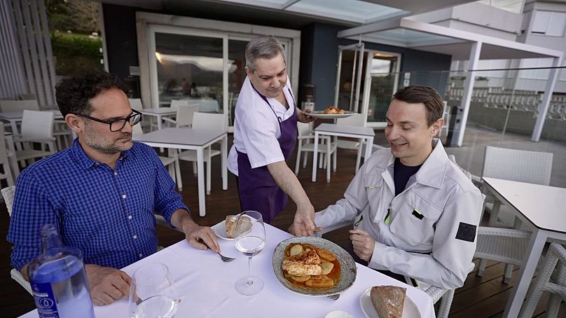 Marine scientist, Javier López; chef, Domingo Alló Puñal and Euronews reporter, Denis Loctier (l-r)