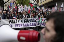 Manifestation pour la paix à Gaza ce samedi devant l'ambassade d'Israël à Lisbonne.