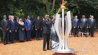 El presidente de Ruanda, Paul Kagame, en una ceremonia para conmemorar el 30.º aniversario del genocidio de Ruanda, en Kigali, Ruanda, el 7 de abril de 2024.