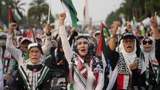 Imagen de una manifestación a favor de los palestinos y en contra de la ofensiva militar de Israel en la Franja de Gaza.