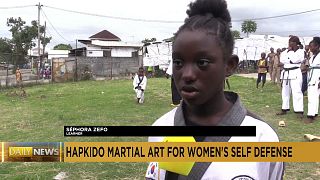 Girls in Congo learning how to defend themselves through martial art