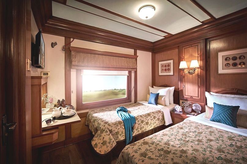 Travel in style: a luxurious cabin on board the Deccan Odyssey