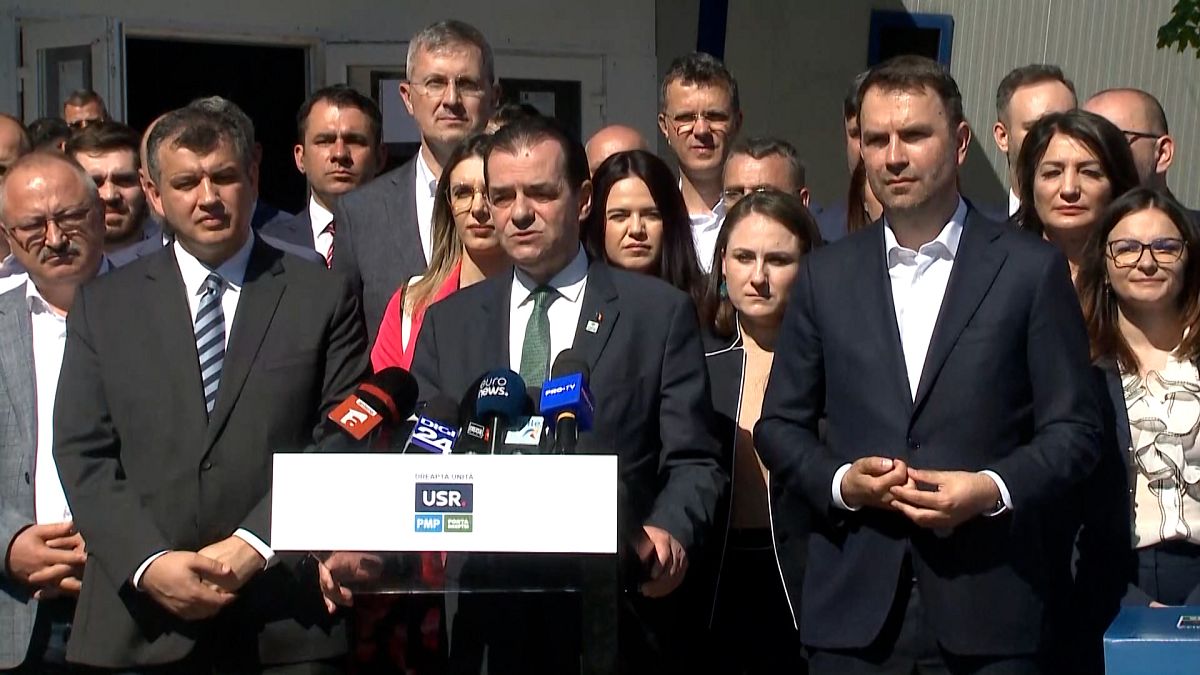 Representatives of the United Right Alliance at a press conference. 