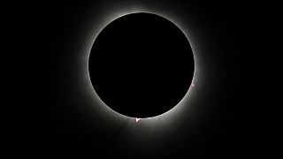 The moon covers the sun during a total solar eclipse Monday, April 8, 2024, as seen from Carbondale, Ill. 