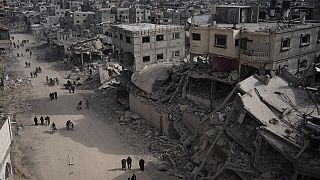 Edificios en ruinas en la Franja de Gaza
