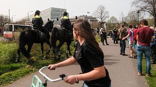 More than 400 people were reportedly arrested at The Hague climate protest on Saturday, 6 April.