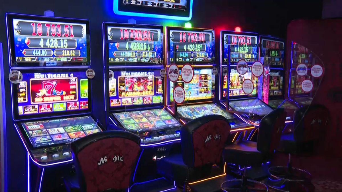 Slot machines in gambling hall