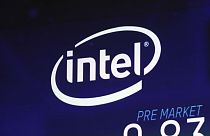 The Intel logo appears on a screen at the Nasdaq MarketSite, in New York's Times Square, on Oct. 3, 2018. 