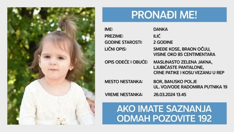 Danka Ilić eltűnésének információi a Találj meg! portálon