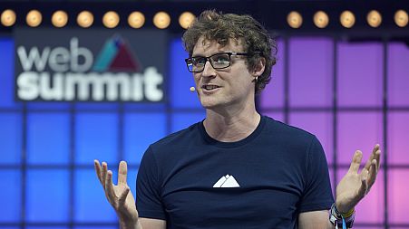 Paddy Cosgrave, CEO and founder of Web Summit, speaks at the Web Summit technology conference in Lisbon on Nov. 1, 2021.