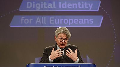 European Commissioner for Internal Market Thierry Breton speaks during a media conference at EU headquarters in Brussels, Thursday, June 3, 2021.