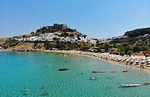 A view of the town on Lindos on the island of Rhodes