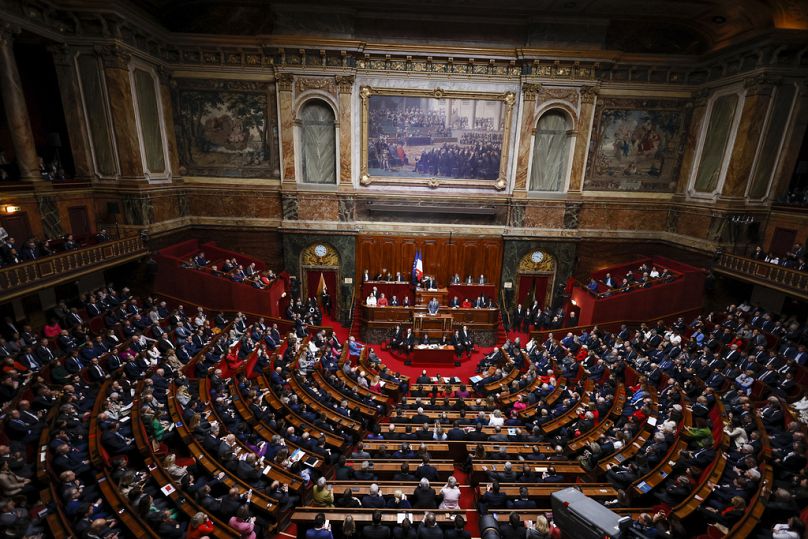 The Congress of both Houses of Parliament at the Palace of Versailles during the speech of French Prime Minister Gabriel Attal in Versailles, March 2024