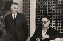 Pán Imre és Victor Vasarely egy archív fotón
