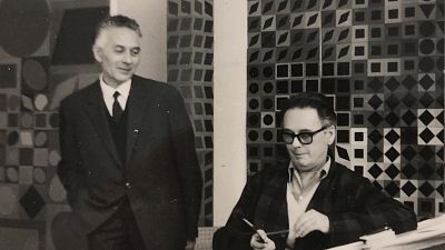 Pán Imre és Victor Vasarely egy archív fotón