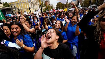 مظاهرة  للعمال التشيليين في سانتياغو 