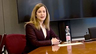 Cseh Katalin, a Momentum EP-képviselője a brüsszeli háttérbeszélgetésen 2024. április 11-én