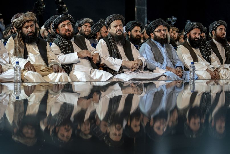 Taliban leaders attend a ceremony in Kabul, May 2023