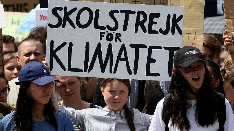 Climate activist Greta Thunberg at a Fridays for Future demonstration in 2019.