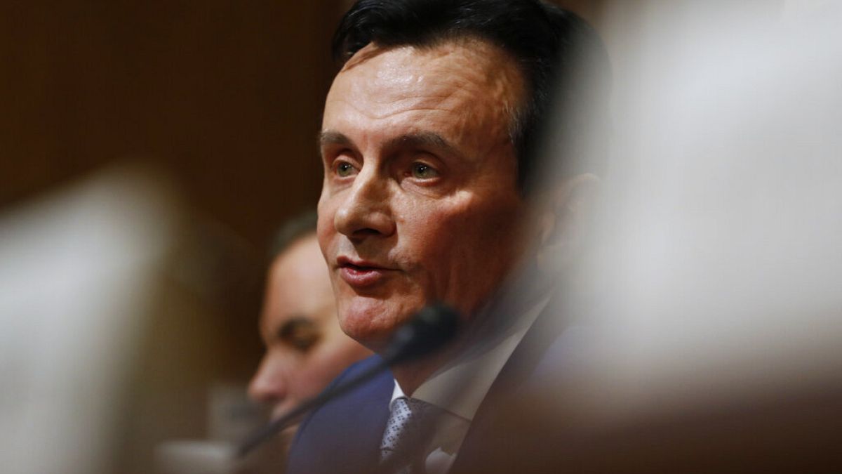 Pascal Soriot, CEO of AstraZeneca, testifies before the Senate Finance Committee hearing on drug prices in Washington. Feb. 26, 2019. 