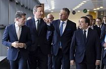 Picardo, Cameron, Sefcovic y Albares durante su encuentro en Bruselas.