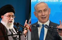 İran dini lideri Ali Hamaney (sol), İsrail Başbakanı Binyamin Netanyahu 