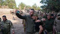 Ukrainische Soldaten auf Heimaturlaub in Kiew mit Bürgermeister Klitschko