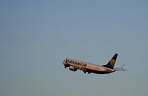 A Ryanair Boeing 737 MAX takes off from Lisbon airport, Wednesday, Jan. 25, 2023.