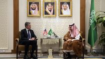 وزير الخارجية الأمريكي أنتوني بلينكن، ونظيره السعودي الأمير فيصل بن فرحان، في وزارة الخارجية في الرياض، المملكة العربية السعودية