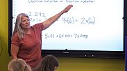 Math teacher Margie Howells teaches a fifth grade class at Wheeling Country Day School in Wheeling, W.Va., on Sept. 5, 2023.
