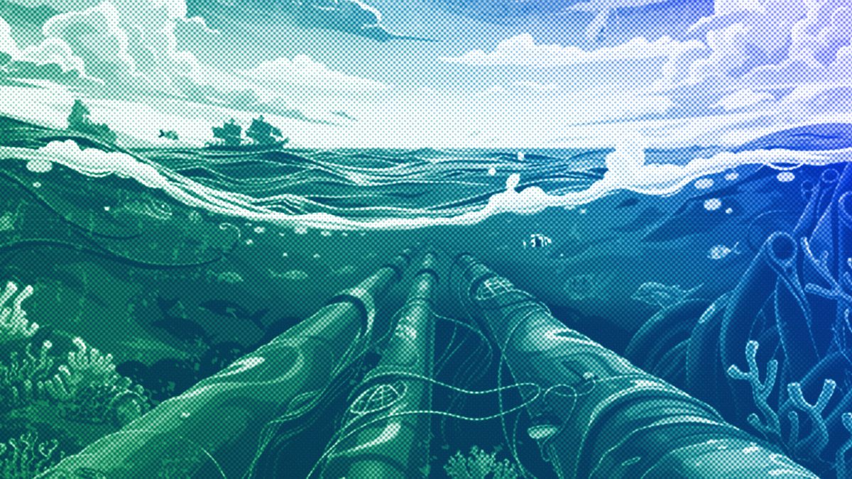 Undersea internet cables, illustration