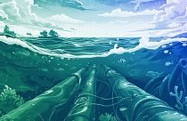 Undersea internet cables, illustration