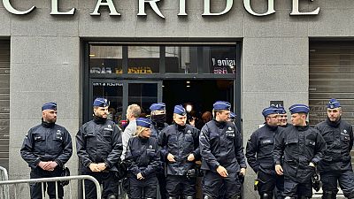 Бельгийская полиция у места проведения конференции европейских национал-консерваторов