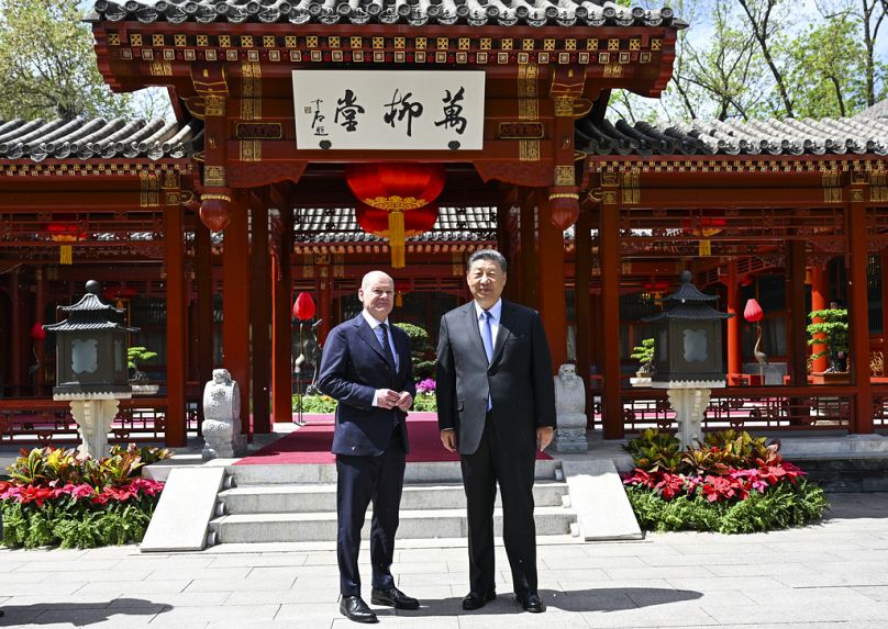 Kanzler Olaf Scholz mit dem chinesischen Präsidenten Xi Jingping in Peking