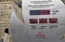 O relógio que faz a contagem decrescente para os Jogos Olímpicos de Paris